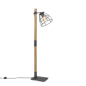 vloerlampen vloerlamp zwart met hout Arthur HoutStaal Bruin Zeg je industrieel interieur dan zeg Deze heeft een bruin zwarte kleur en is gemaakt van staal.