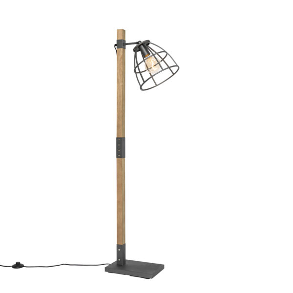 vloerlampen vloerlamp zwart met hout Arthur HoutStaal Bruin Zeg je industrieel interieur dan zeg Deze heeft een bruin zwarte kleur en is gemaakt van staal.
