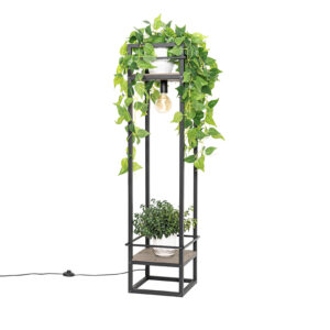 vloerlampen vloerlamp zwart met hout Cage Rack StaalHout Zwart Vloerlamp is een echte blikvanger voor in industrieel De en gemaakt van staal hout. heeft lengte