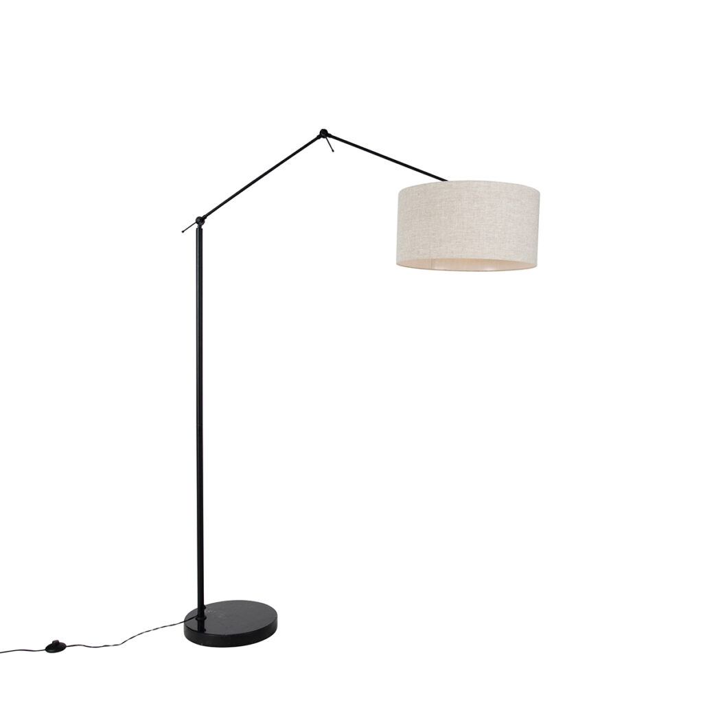 vloerlampen Vloerlamp zwart met kap lichtgrijs 50 cm verstelbaar Editor StaalStof Zwart