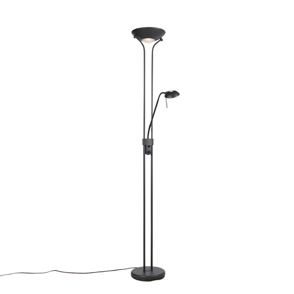 vloerlampen Vloerlamp zwart met leeslamp incl. LED en dimmer Diva 2 Staal Zwart De heeft een prachtig uiterlijk zoals je bij naam als kunt verwachten. Deze