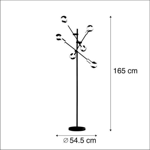 Industriële vloerlamp zwart met messing 6-lichts - Sydney - Afbeelding 3