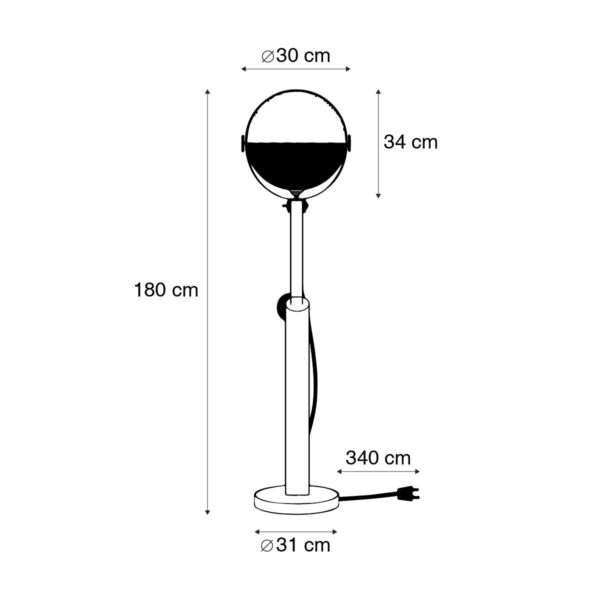 Industriële vloerlamp zwart met messing verstelbaar - Haicha - Afbeelding 3