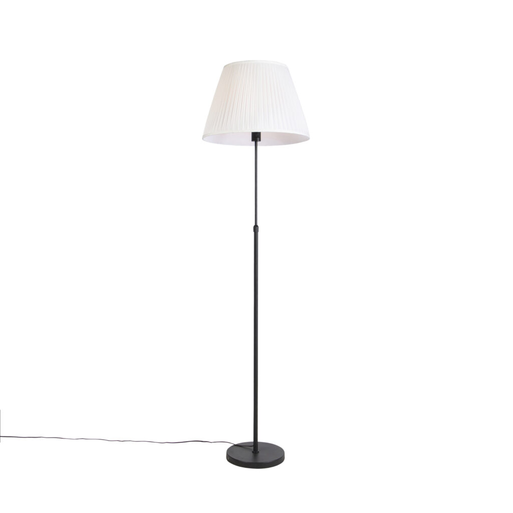 vloerlampen Vloerlamp zwart met plisse kap 45 cm verstelbaar Parte StaalStof Hou jij wel van een klassieke touch in je Dan is deze vloerlamp echt iets voor Een