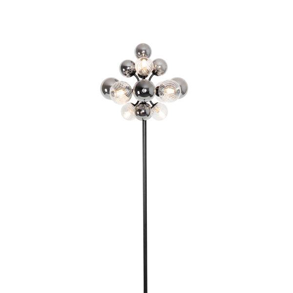Vloerlamp zwart met smoke en helder glas 8-lichts - Bonnie - Afbeelding 2