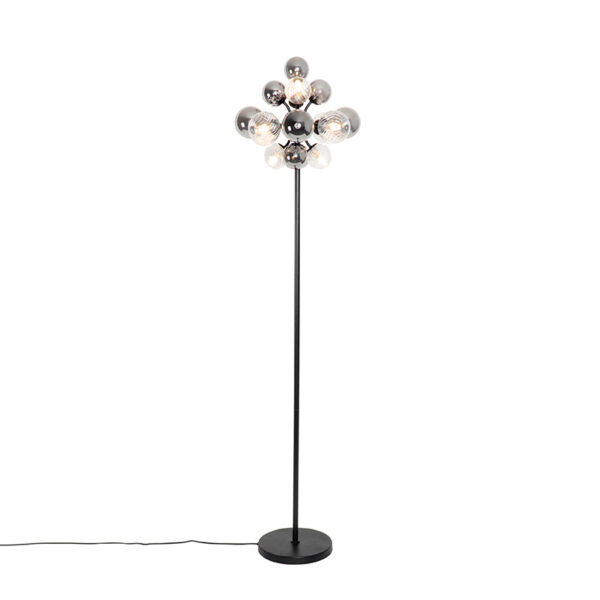 vloerlampen Vloerlamp zwart met smoke en helder glas Bonnie GlasStaal Zwart Een stijlvolle vloerlamp deze Bonnie. Deze Art Deco is gemaakt van staal heeft