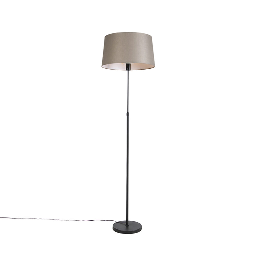 vloerlampen Vloerlamp zwart met taupe linnen kap 45 cm verstelbaar Parte StaalLinnen Taupe Hou jij wel van een klassieke touch in je Dan is deze vloerlamp echt