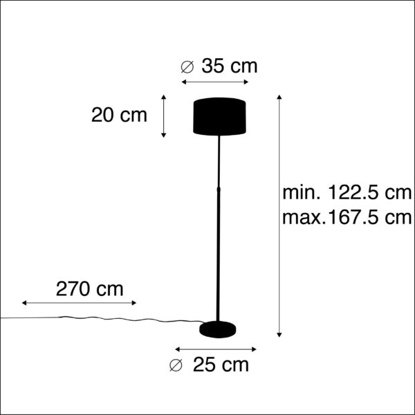 Vloerlamp zwart met velours kap bloemen 35 cm - Parte - Afbeelding 3