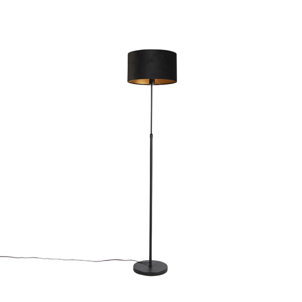 vloerlampen Vloerlamp zwart met velours kap goud 35 cm Parte StofStaal Zwart Hou jij wel van een klassieke touch in je Dan is deze vloerlamp echt iets voor Een