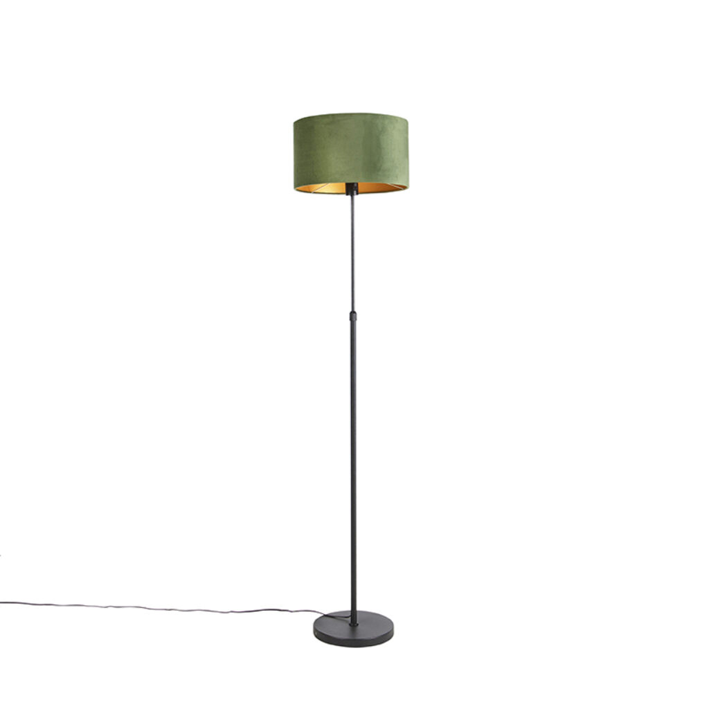 vloerlampen Vloerlamp zwart met velours kap groen goud 35 cm Parte StofStaal Groen Hou jij wel van een klassieke touch in je Dan is deze vloerlamp echt iets