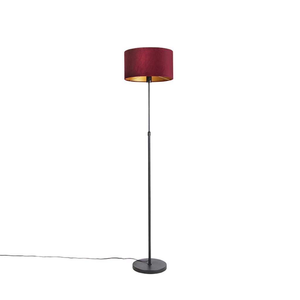 vloerlampen Vloerlamp zwart met velours kap rood goud 35 cm Parte StofStaal Rood Hou jij wel van een klassieke touch in je Dan is deze vloerlamp echt iets voor