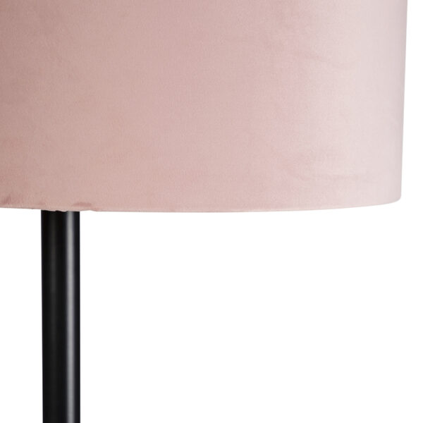 Vloerlamp zwart met velours kap roze met goud 40 cm - Simplo - Afbeelding 2