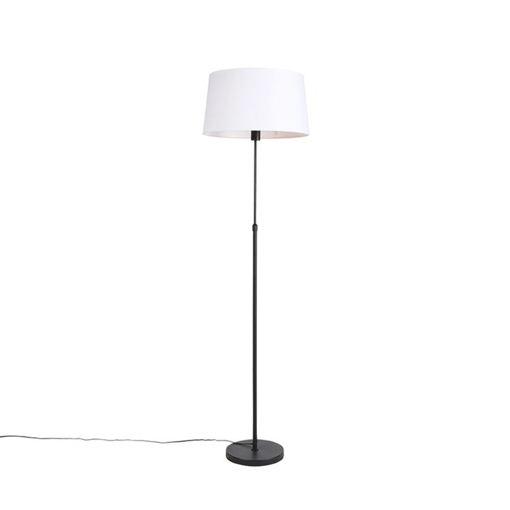 vloerlampen Vloerlamp zwart met witte linnen kap 45 cm verstelbaar Parte StofStaal Wit Hou jij wel van een klassieke touch in je Dan is deze vloerlamp echt iets