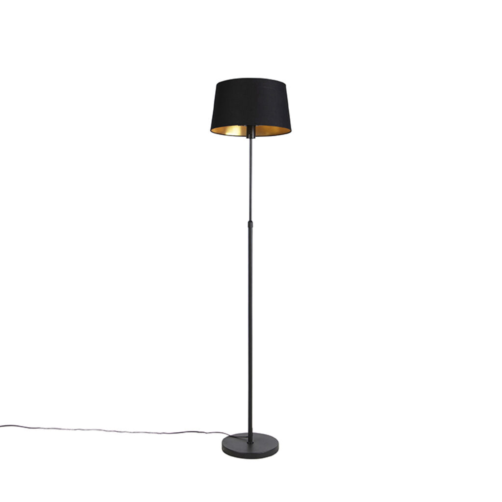 vloerlampen Vloerlamp zwart met zwarte kap 35 cm verstelbaar Parte KatoenStaal Zwart Hou jij wel van een klassieke touch in je Dan is deze vloerlamp echt iets