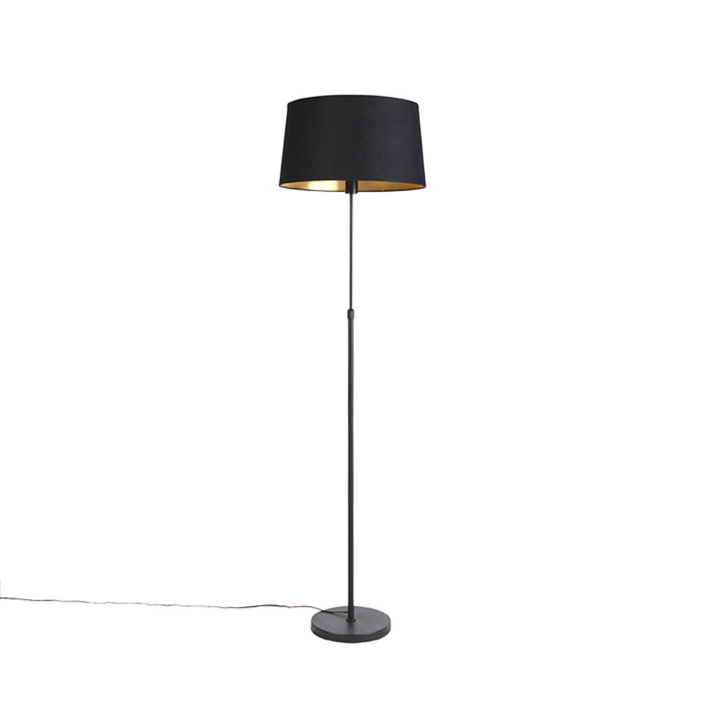 vloerlampen Vloerlamp zwart met zwarte kap 45 cm verstelbaar Parte StaalKatoen Zwart Hou jij wel van een klassieke touch in je Dan is deze vloerlamp echt iets