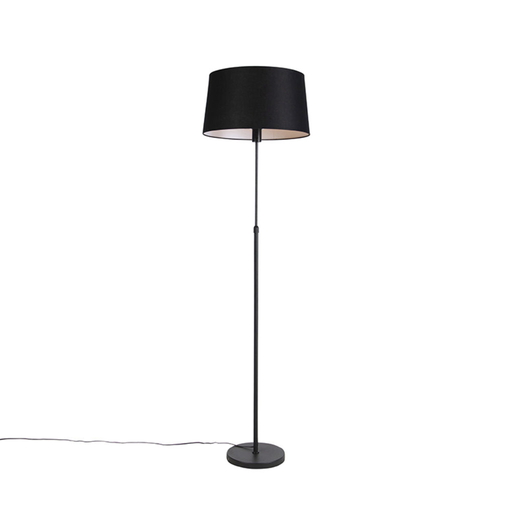 vloerlampen Vloerlamp zwart met zwarte linnen kap 45cm verstelbaar Parte KunststofMetaalStofStaal Zwart Hou jij wel van een klassieke touch in je Dan is deze