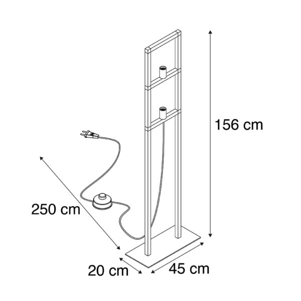 Industriële vloerlamp 2-lichts zwart - Simple Cage 2 - Afbeelding 3