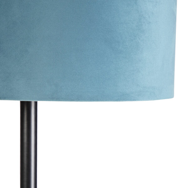 Vloerlamp zwart velours kap blauw met goud 40 cm - Simplo - Afbeelding 2