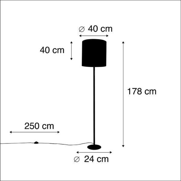 Vloerlamp zwart velours kap blauw met goud 40 cm - Simplo - Afbeelding 3