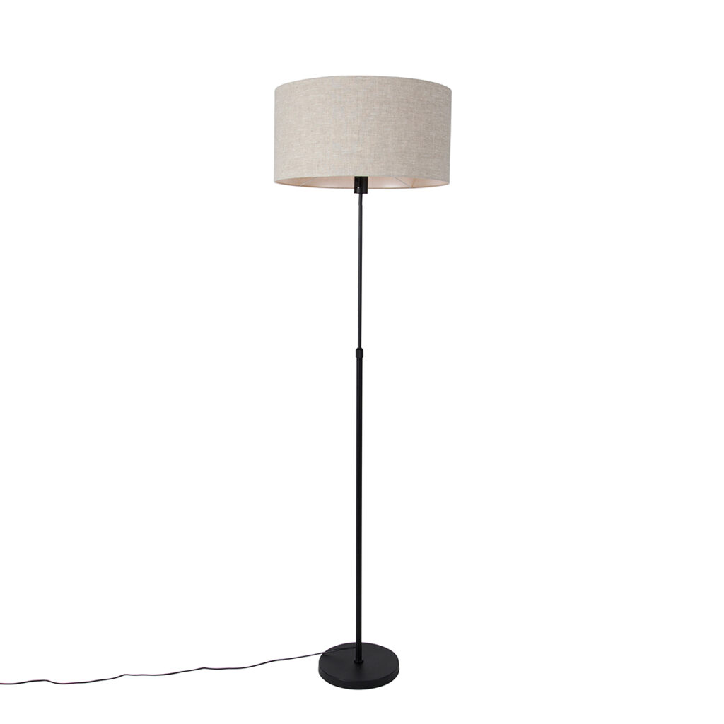 vloerlampen Vloerlamp zwart verstelbaar met kap lichtgrijs 50 cm Parte StofStaal Zwart
