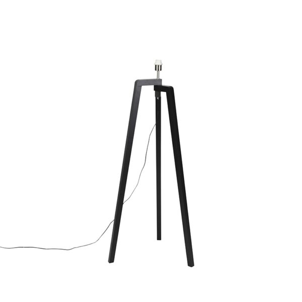 vloerlampen Vloerlamp zwart zonder kap Puros Hout Zwart Een robuuste moderne vloerlamp vervaardigd uit hout in uitgevoerd dat is de Puros. Het een driepoot