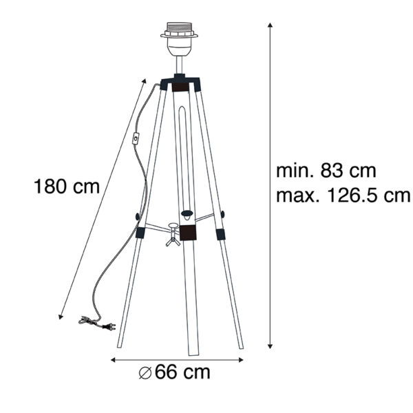 Vloerlamp zwart zonder kap - Tripod - Afbeelding 3
