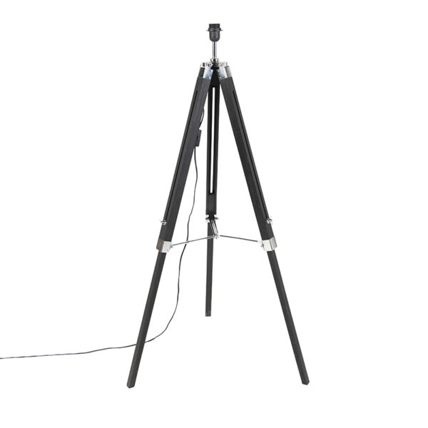 vloerlampen Vloerlamp zwart zonder kap Tripod HoutStaal Zwart Deze stoere driepoot staat als een huis met het slanke voorkomen echte eyecatcher. De robuuste