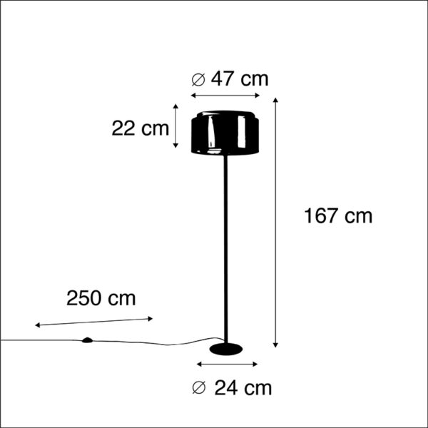 Zwarte vloerlamp met duo kap zwart/wit 47 cm - Simplo - Afbeelding 3