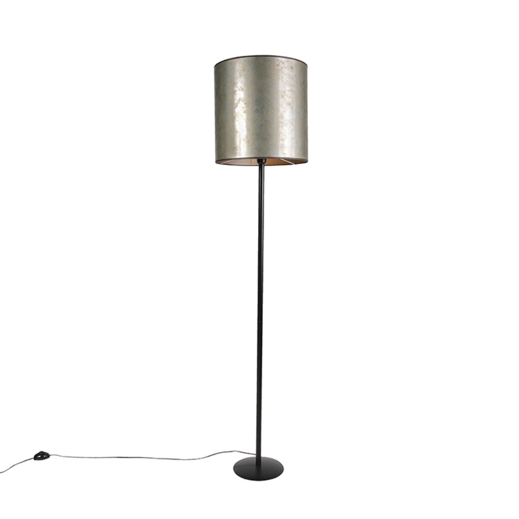 vloerlampen Zwarte vloerlamp met kap 40 cm Simplo MetaalStof Taupe Mooie vintage deze Hij hoort thuis in een klassieke of slaapkamer. is 179 hoog eyecatcher De