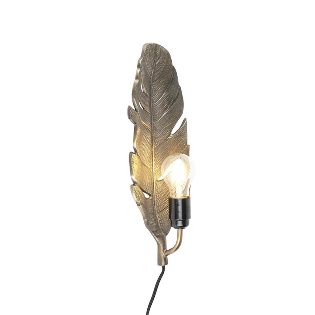 wandlampen Art Deco wandlamp brons Leaf Aluminium Brons De spreekt voor een mooi bronzen blad als extraatje bij deze wandlamp. Super mooie aanwinst in je of