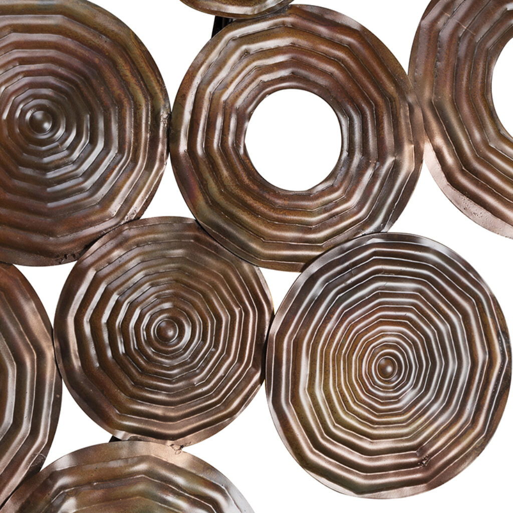 wandlampen Art Deco wandlamp koper 138 cm Circles Staal Koper De spreekt voor een super afgewerkt met allemaal cirkels in koper. Hij heeft totale lengte van