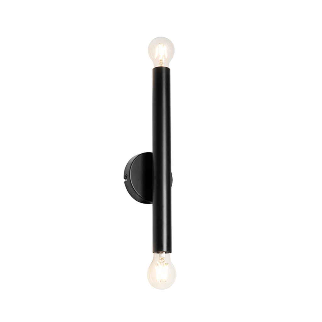 wandlampen Art Deco wandlamp zwart Tubi Staal Zwart Wauw wat een chique is heeft luxe uitstraling door zijn stalen armatuur die afgewerkt in het zwart. Doordat