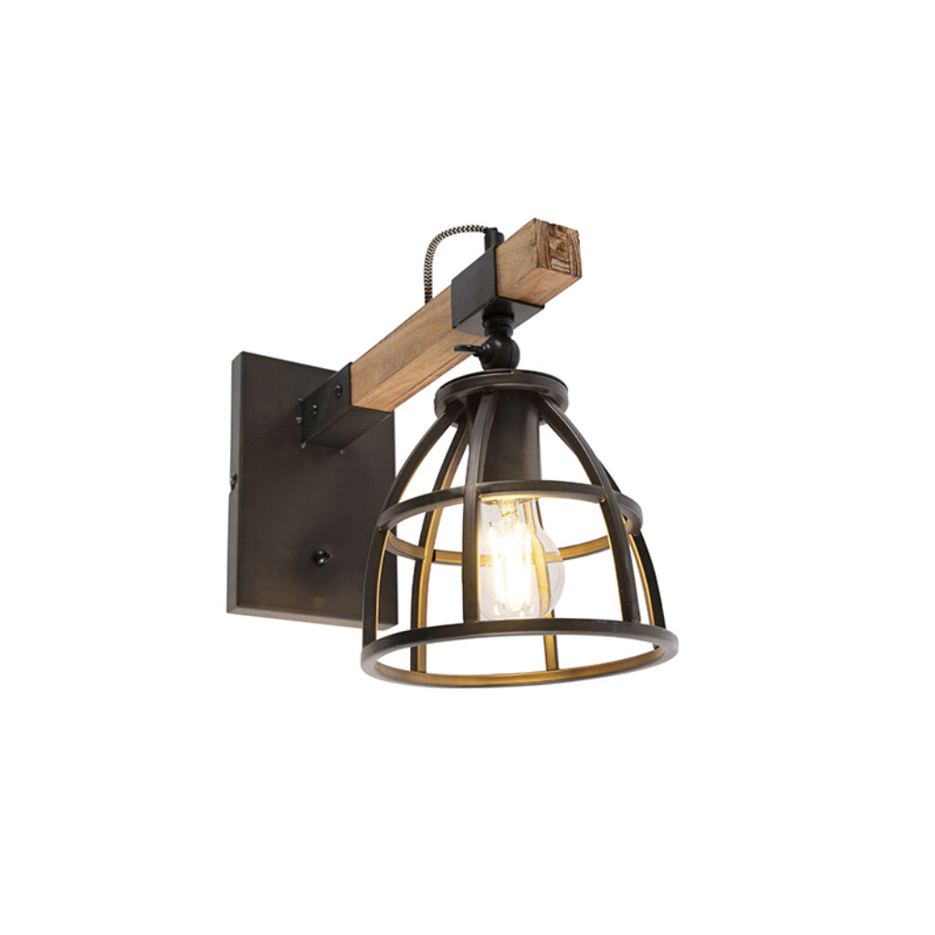 wandlampen Arthur wandlamp zwart met hout verstelbaar StaalHout Zwart De laat je interieur Dankzij de combinatie van het staal en past deze perfect in jouw
