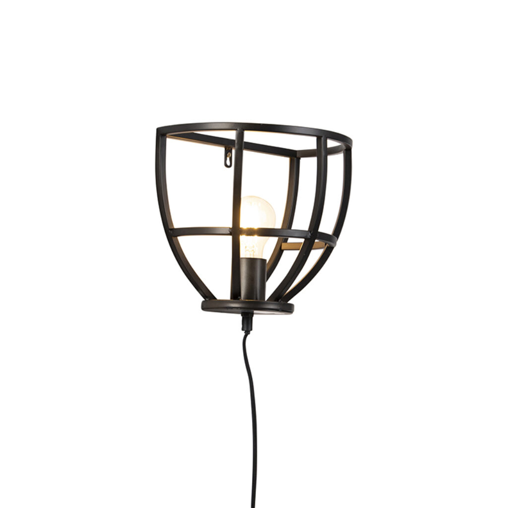 wandlampen Arthur wandlamp zwart Staal Zwart De laat je interieur Het staal is mooi afgewerkt in een zwarte kleur. Door het raster komt de lichtbron uit en