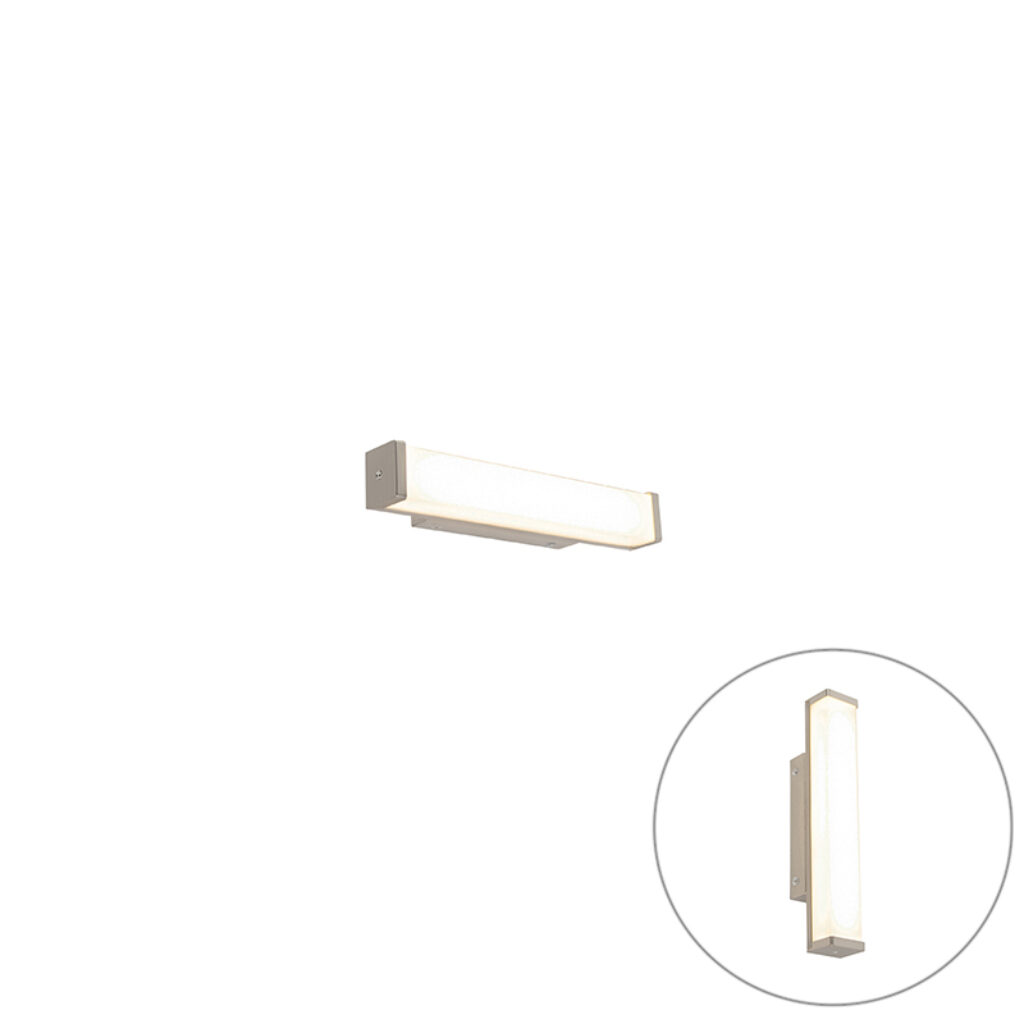wandlampen Badkamer wandlamp staal 32 cm incl. LED IP44 Cascada KunststofStaal Staal Onze komt perfect tot zijn recht boven de Met rechte vorm en fris ogende
