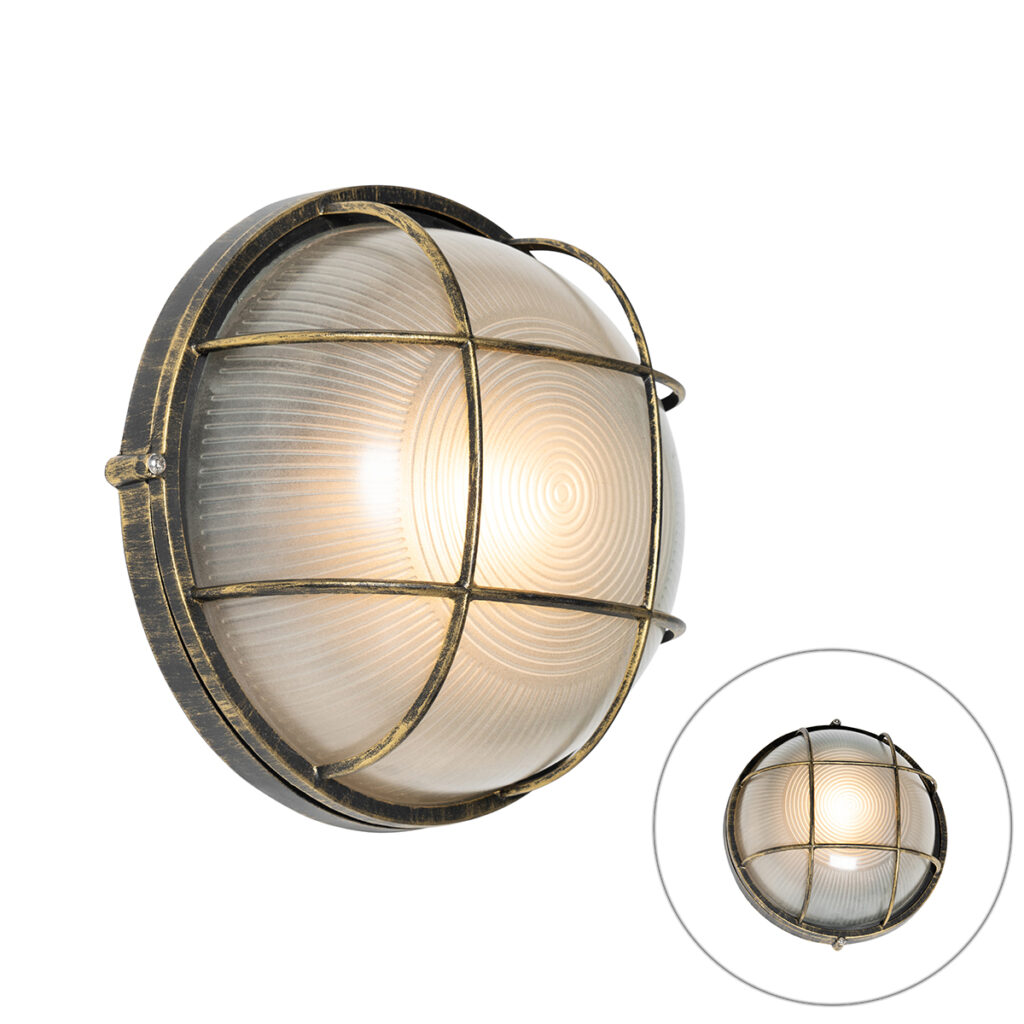 wandlampen buiten buitenwandlamp antiek goud IP44 Hanneke AluminiumGlas