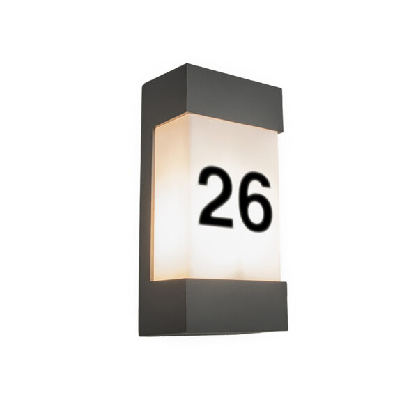 wandlampen buiten Buitenwandlamp antraciet met huisnummer IP54 Tide V AluminiumKunststof Donkergrijs Een topkwaliteit moderne buitenwandlamp V. Deze functionele