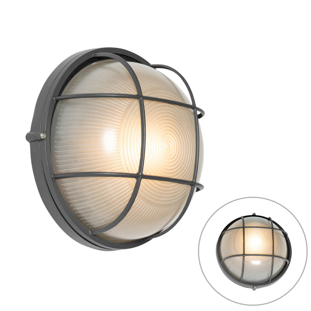 wandlampen buiten buitenwandlamp donkergrijs IP44 Hanneke AluminiumGlas Donkergrijs