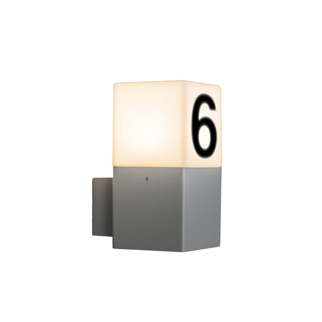 wandlampen buiten Buitenwandlamp met huisnummer Denmark AluminiumKunststof Grijs Topkwaliteit wandlamp uit hoogwaardig aluminium een polyester poedercoating en