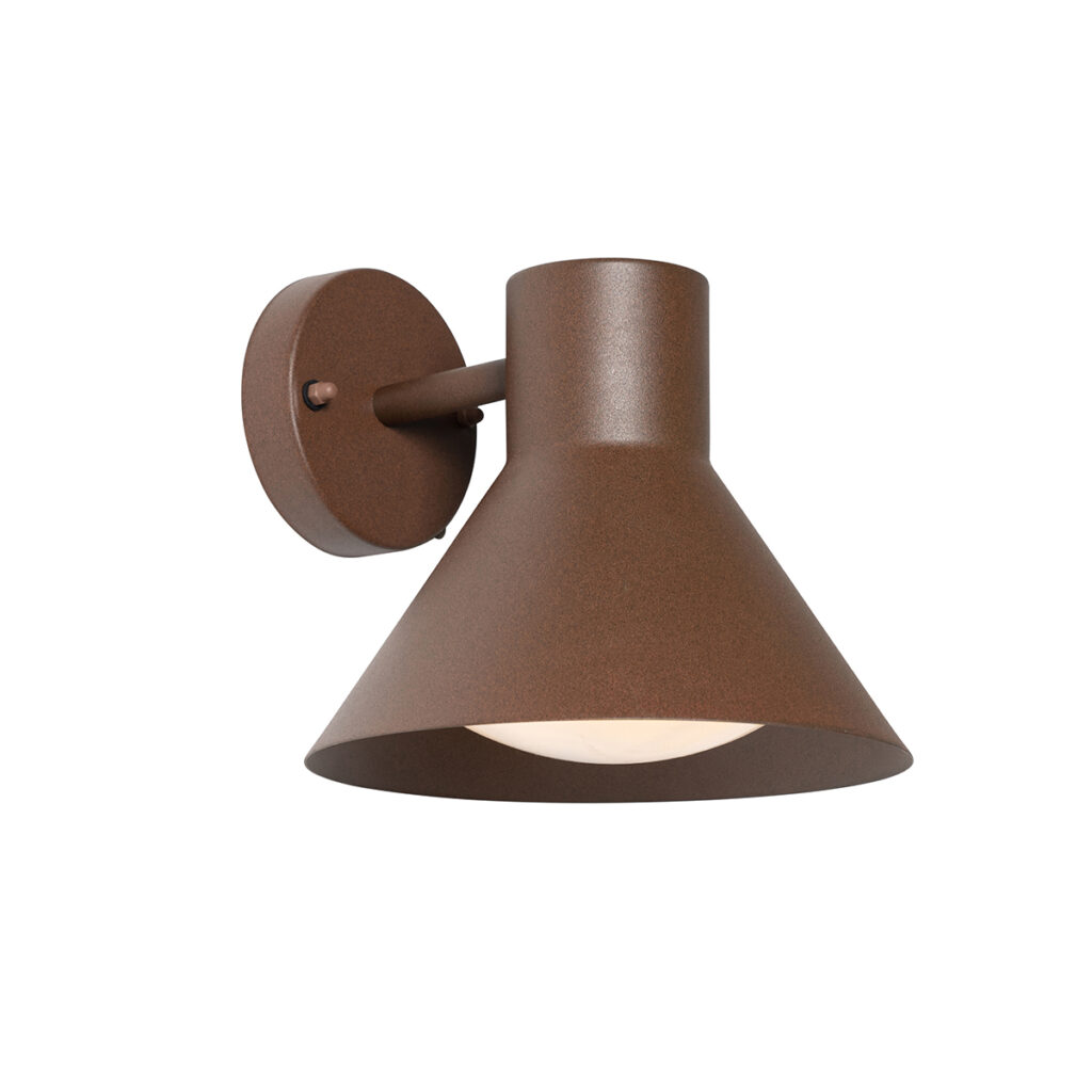 wandlampen buiten buitenwandlamp roestbruin kegel IP44 Natas StaalGlas Roestbruin