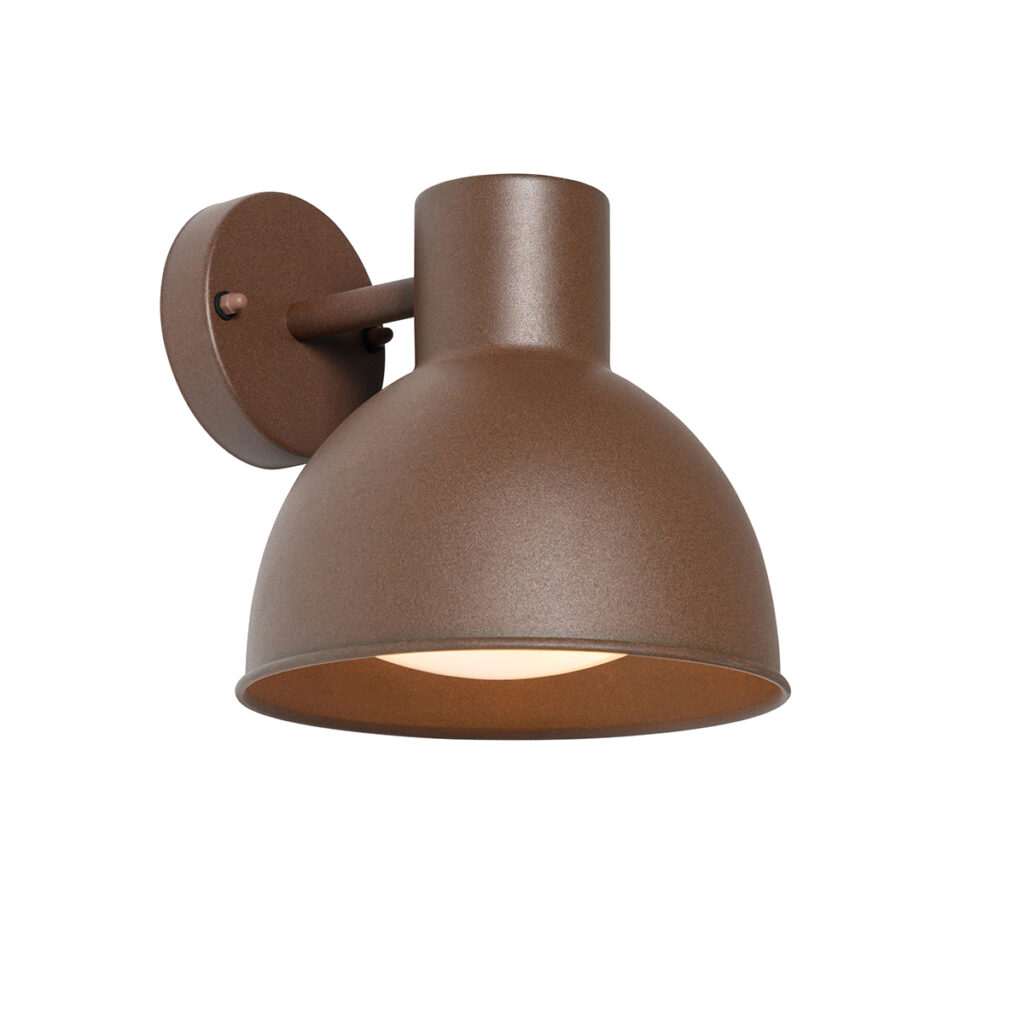 wandlampen buiten buitenwandlamp roestbruin rond IP44 Natas StaalGlas Roestbruin