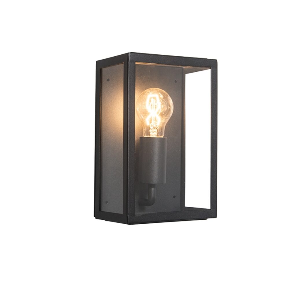 wandlampen buiten buitenwandlamp zwart met glas IP44 Rotterdam 2 GlasRoestvrij staal Zwart Deze wandlamp bestaat uit een vierkant frame voorzien van glazen