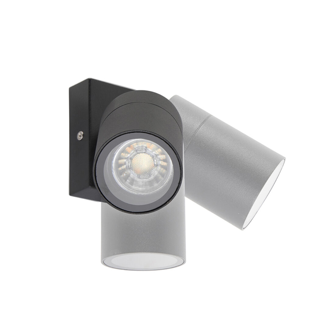 wandlampen buiten Buitenwandlamp zwart verstelbaar IP44 Solo Roestvrij staal Zwart Deze wandlamp heeft een simplistisch en modern design. De lamp is gemaakt van