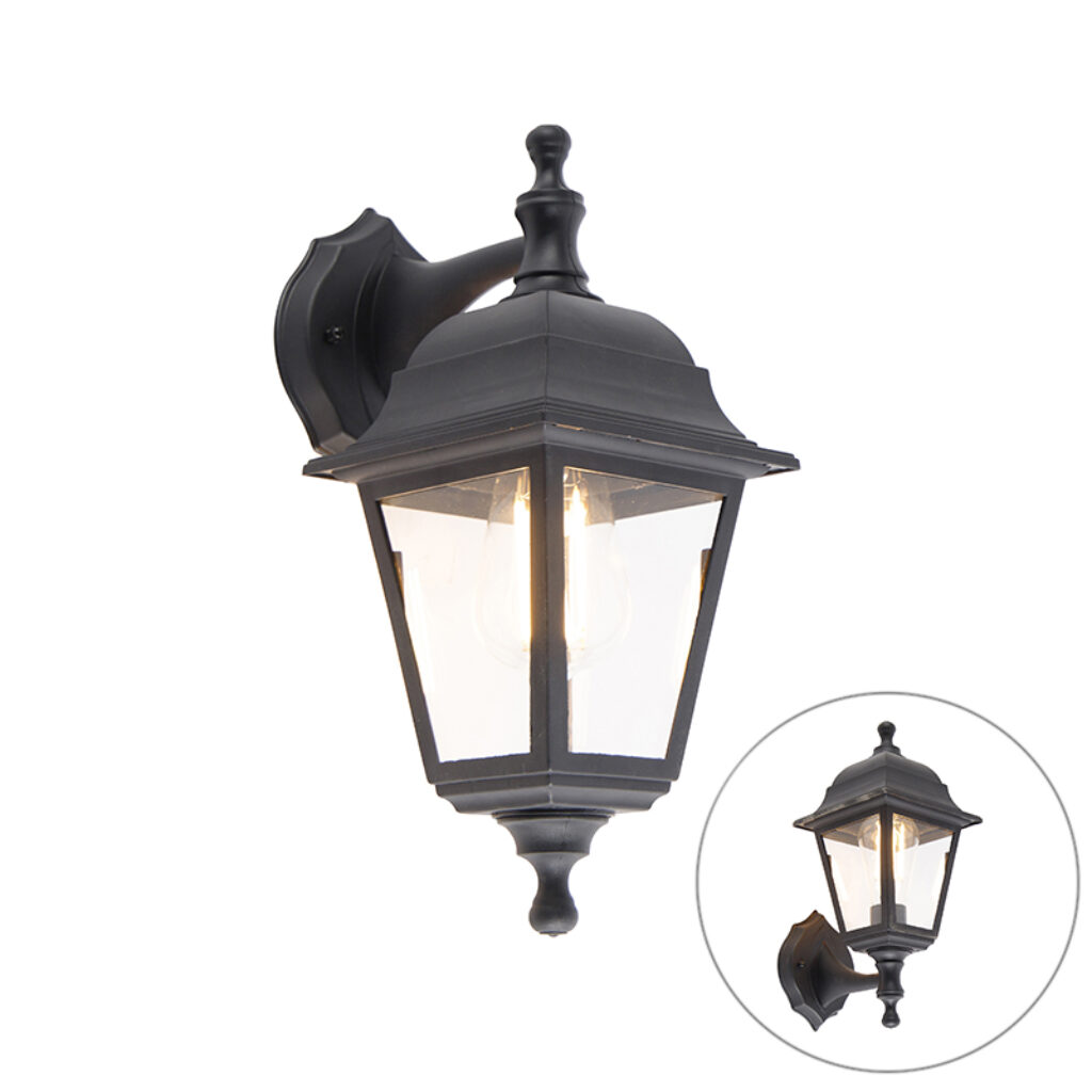 wandlampen buiten Klassieke wandlamp zwart IP44 Capital GlasKunststof Zwart Een leuke buitenlamp die tijdloos is afgewerkt in maar met een klassieke en