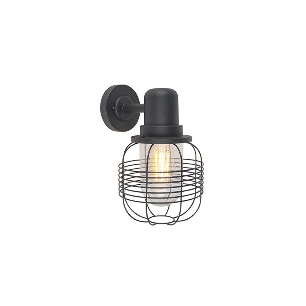 wandlampen buiten Landelijke buitenwandlamp zwart IP44 Guardado AluminiumGlas Zwart Geen standaard buitenlamp is deze maar dat maakt hem juist zo leuk en uniek