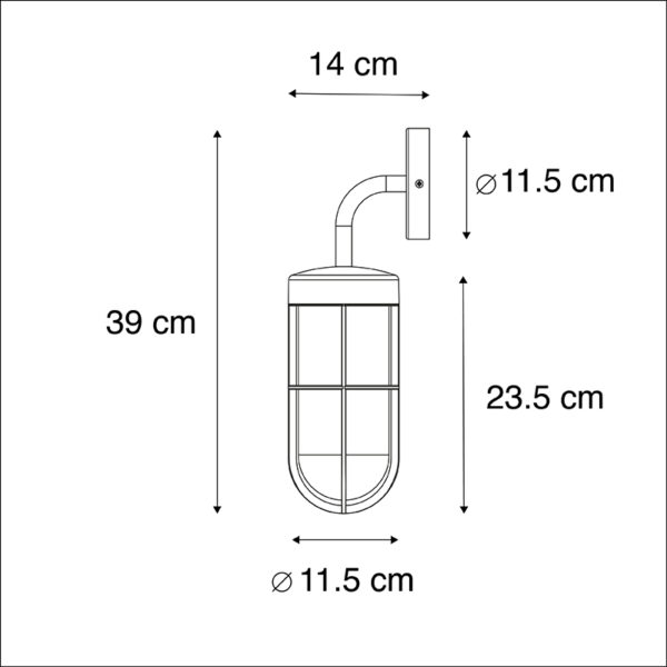Landelijke buitenwandlamp zwart met glas - Elza - Afbeelding 3