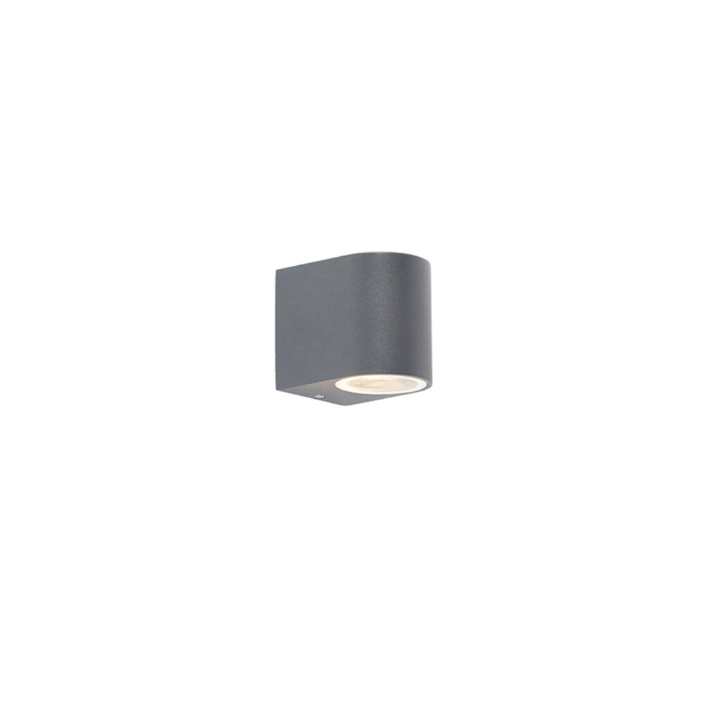 wandlampen buiten Moderne buitenwandlamp donker grijs IP44 Ben 1 Aluminium Grijs Deze is een echte moderne voor aan je buitenmuur. De donkergrijze kleur en de