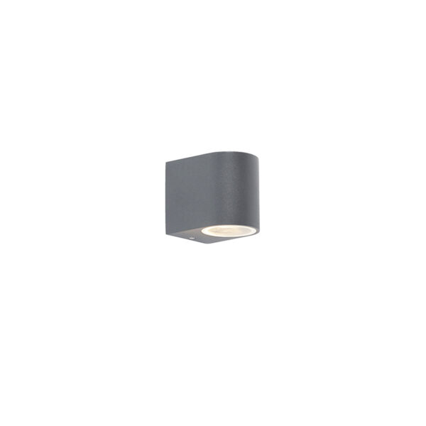 wandlampen buiten Moderne buitenwandlamp donker grijs IP44 Ben 1 Aluminium Grijs Deze is een echte moderne voor aan je buitenmuur. De donkergrijze kleur en de
