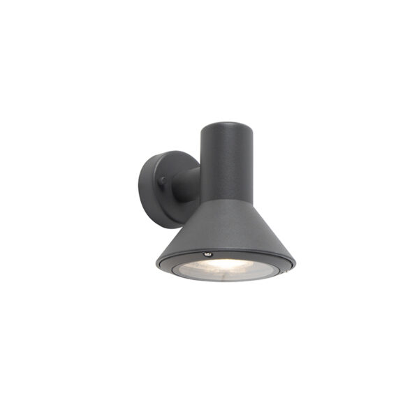 wandlampen buiten Moderne buitenwandlamp donkergrijs Humilis AluminiumGlas Donkergrijs Onze is een echte strakke die perfect past in jouw moderne tuin of op je