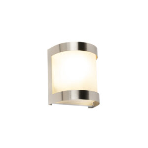 wandlampen buiten Moderne buitenwandlamp RVS IP44 Mira GlasRoestvrij staal Staal Deze strakke wandlamp is een topkwaliteit buitenlamp uit hoogwaardig en melk